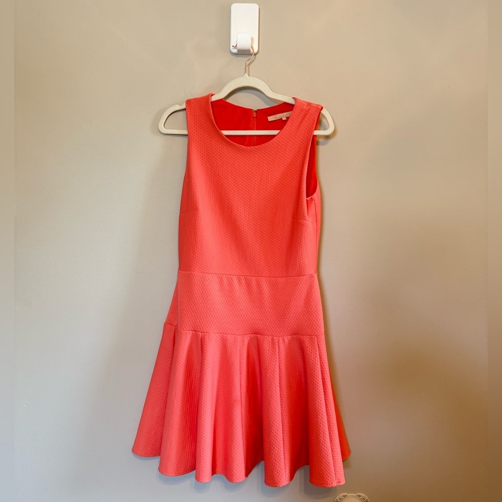 Anthropologie Hutch Coral Pink Textured stretch  Mini Dress